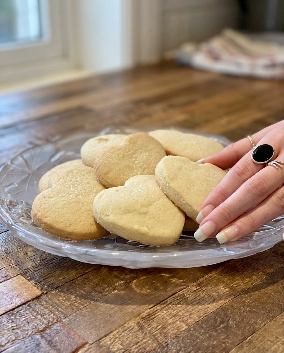 A close up of golden shortbread cookies on a wire rack