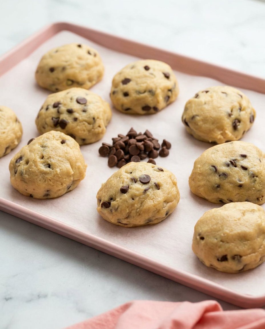 Golden brown edges of a chewy chocolate chip cookie on a parchment lined sheet
