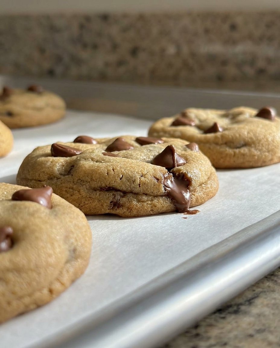 Bakery style chocolate chip cookies served with a glass of milk