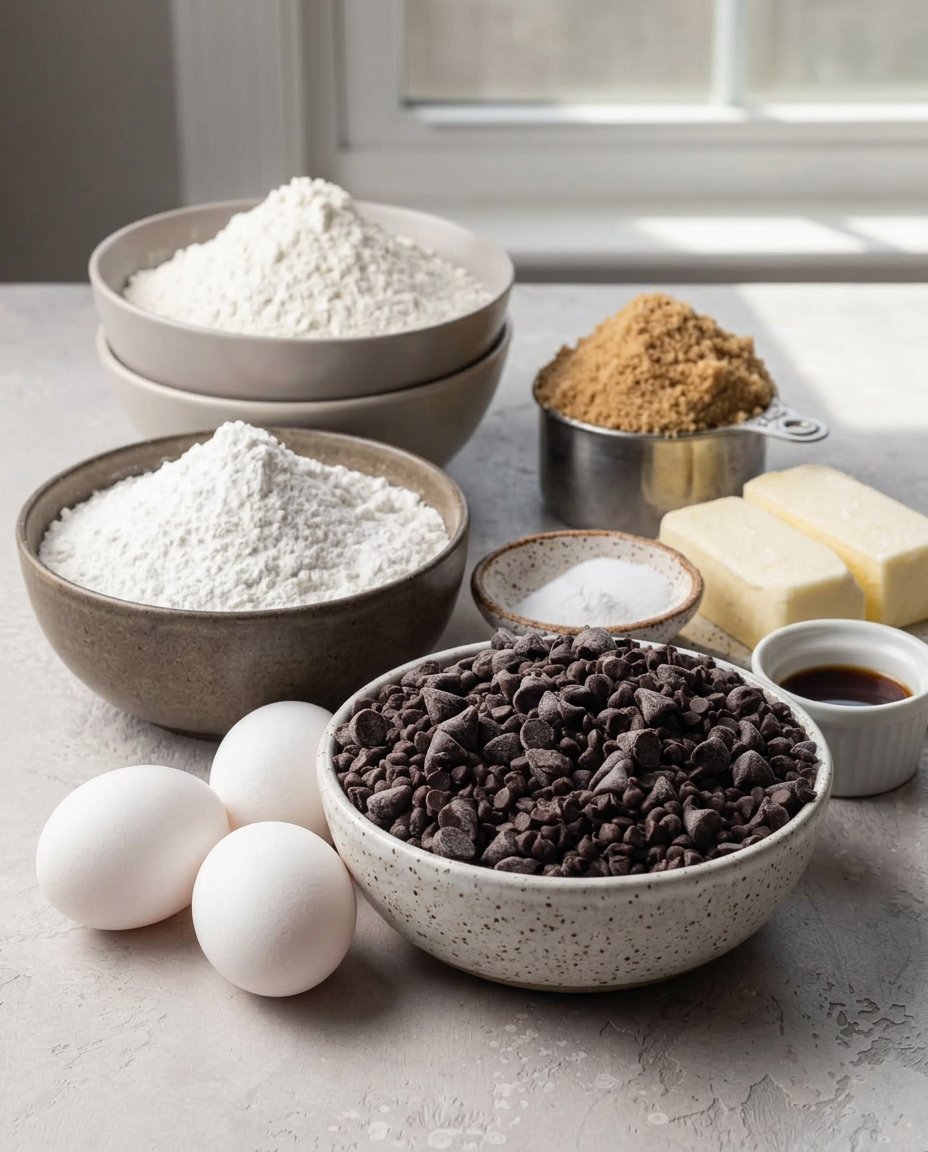 Ingredients for bakery style cookies including cake flour and brown sugar