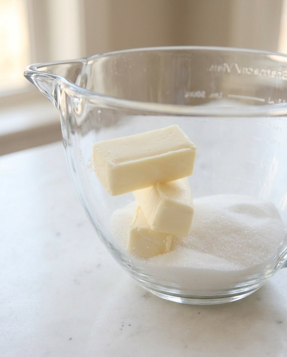Measured ingredients for rosette batter including eggs, milk, and sifted flour