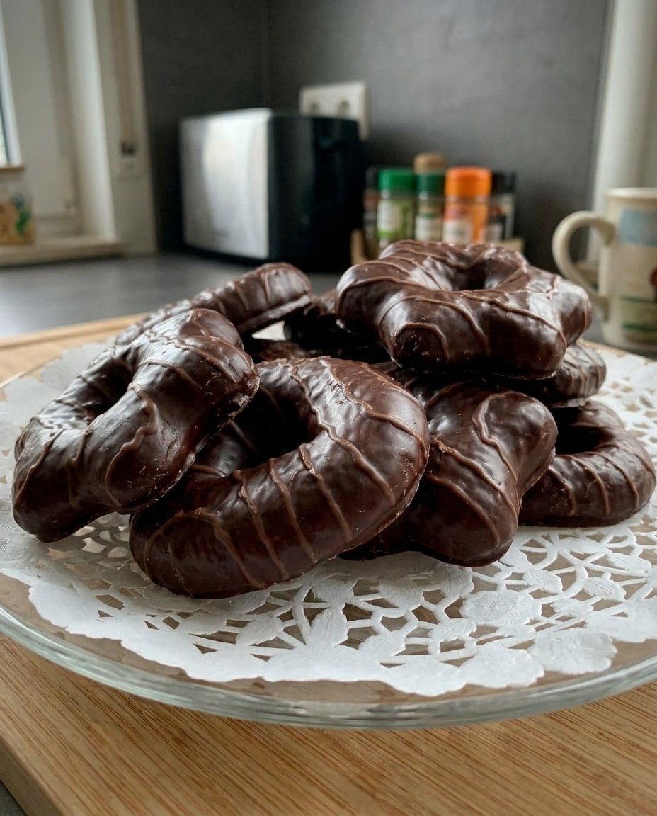Sandkuchen cookies served on a white plate next to a cup of hot tea.