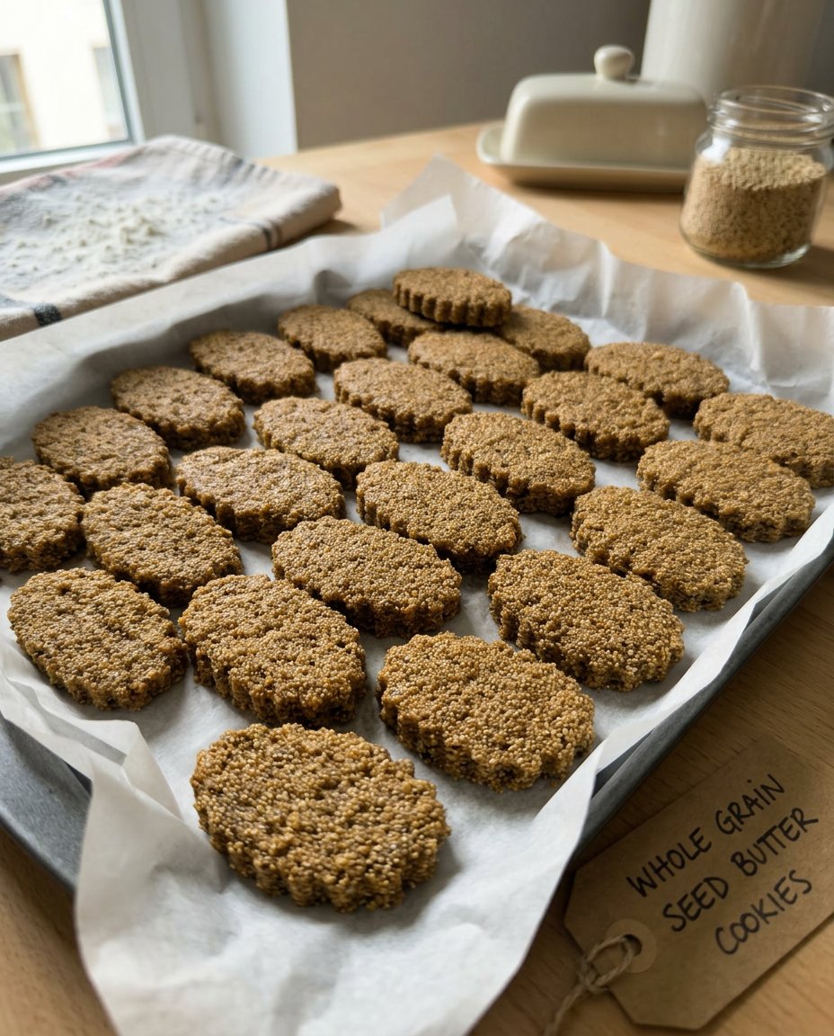 Butter cookies served on a white plate next to a cup of tea