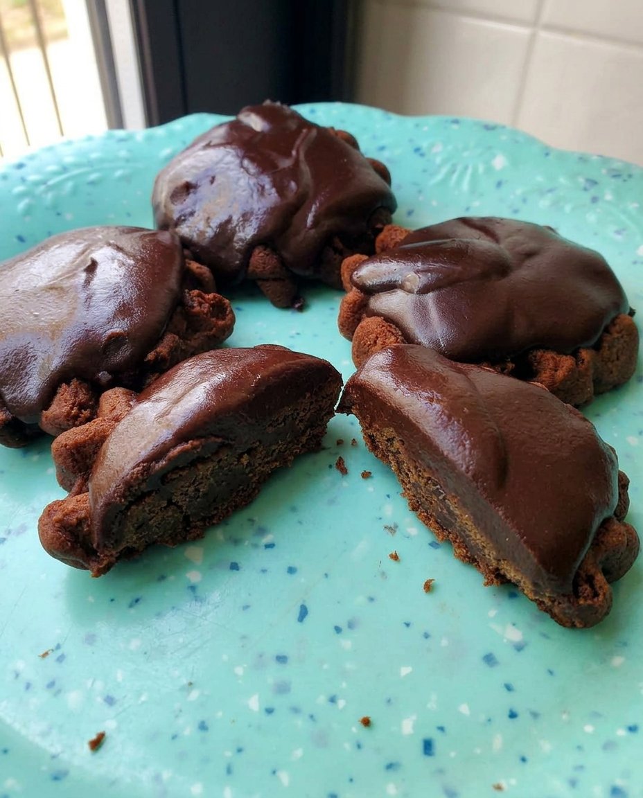 A plate of turtle cookies served with a cup of bergamot tea