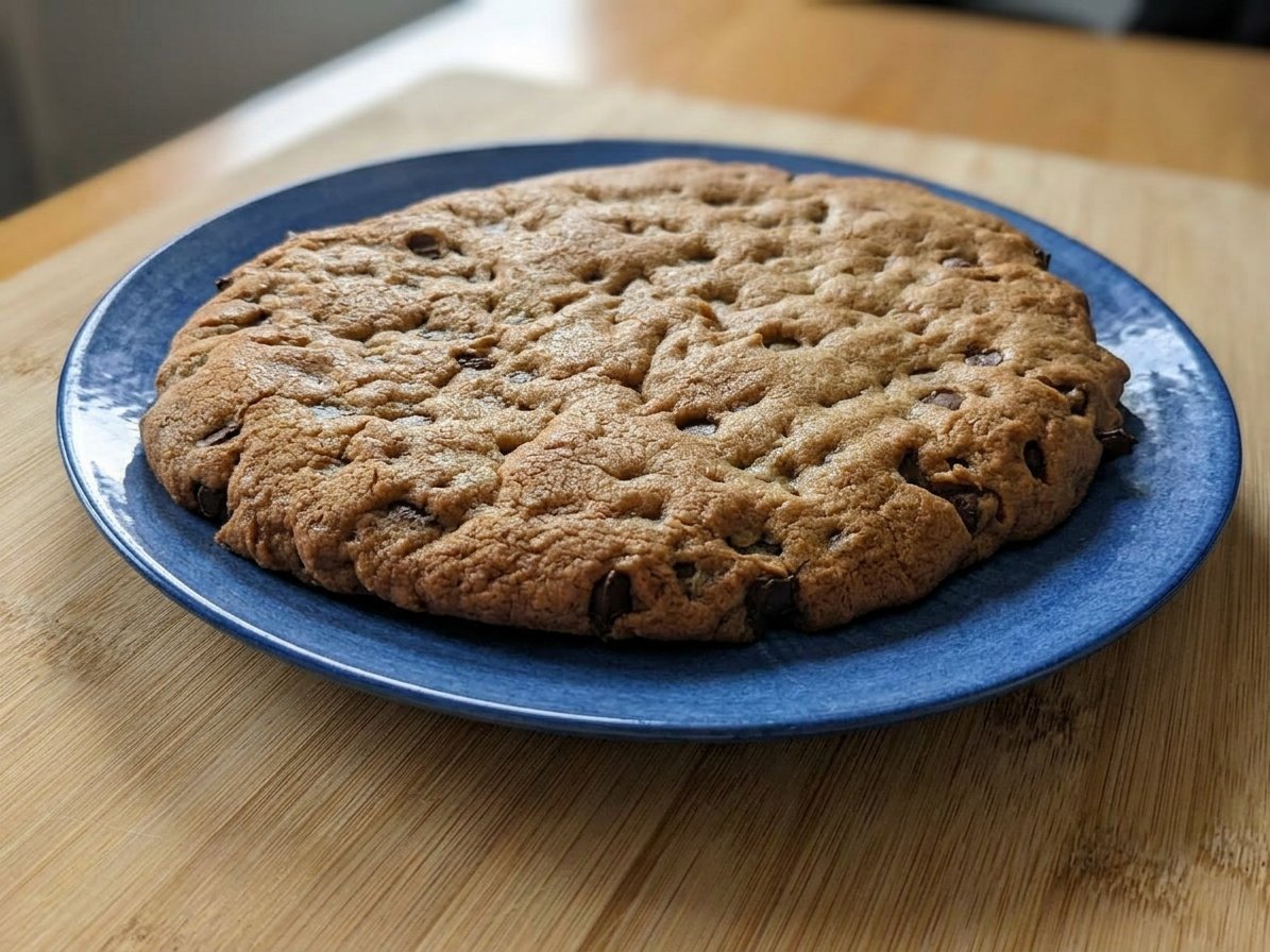 Crispy chocolate chip cookies served with a glass of milk
