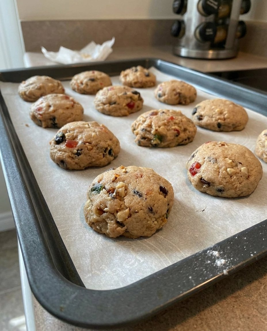 Hermit cookies served on a plate next to a cup of hot tea