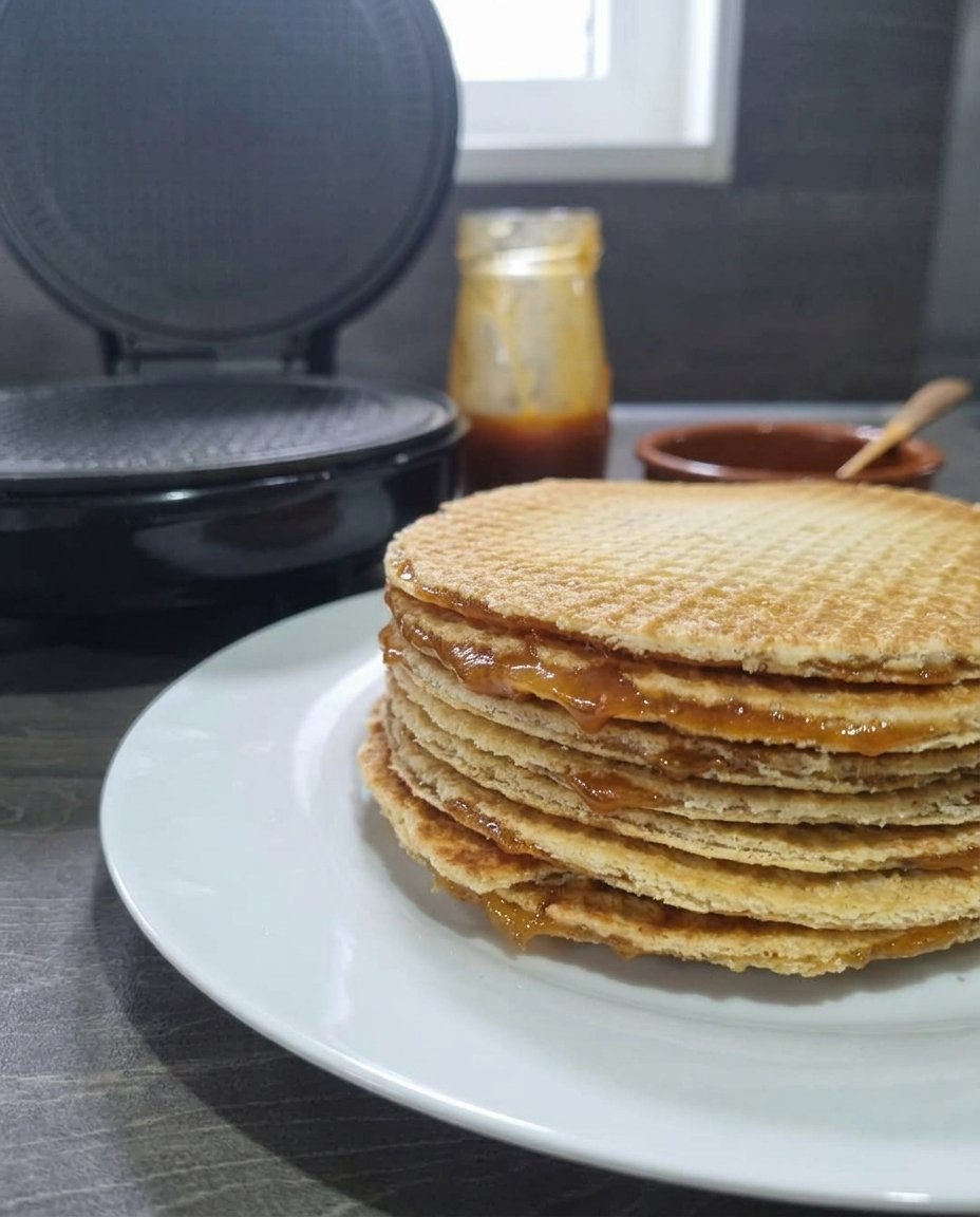Stroopwafel cookie placed over a cup of hot coffee