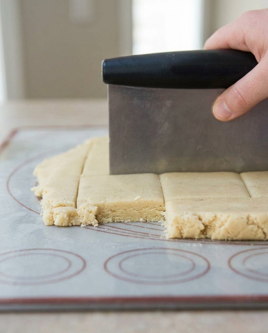 Ingredients for shortbread cookies including butter flour and sugar.
