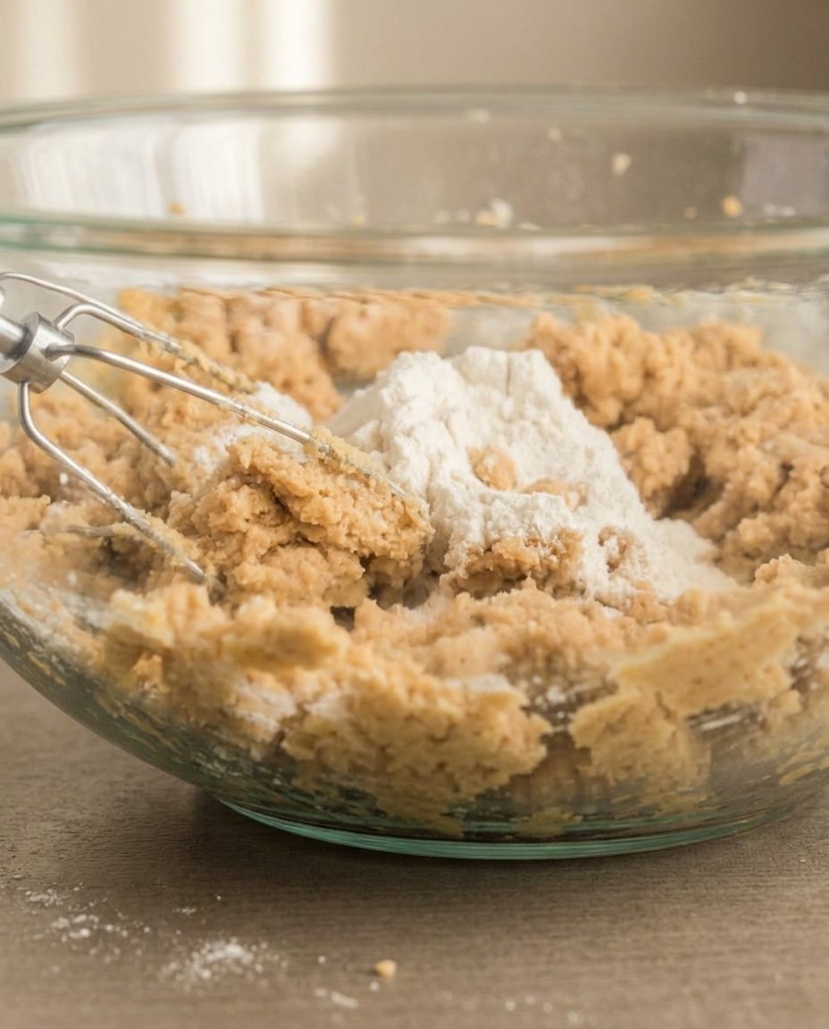 A hand slicing a log of chilled refrigerator cookie dough