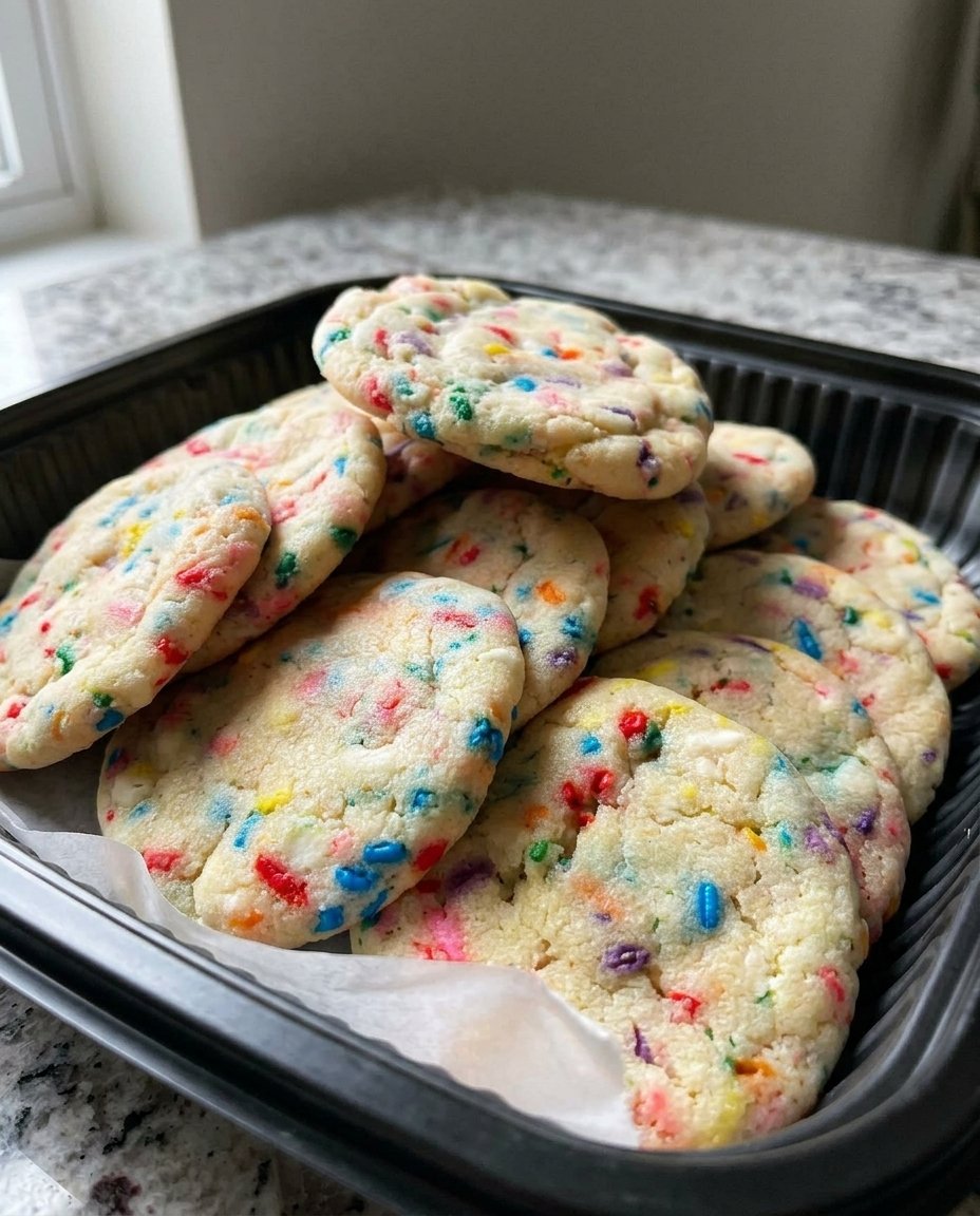 A tray of soft sugar cookies with a light sugar coating and cracked tops