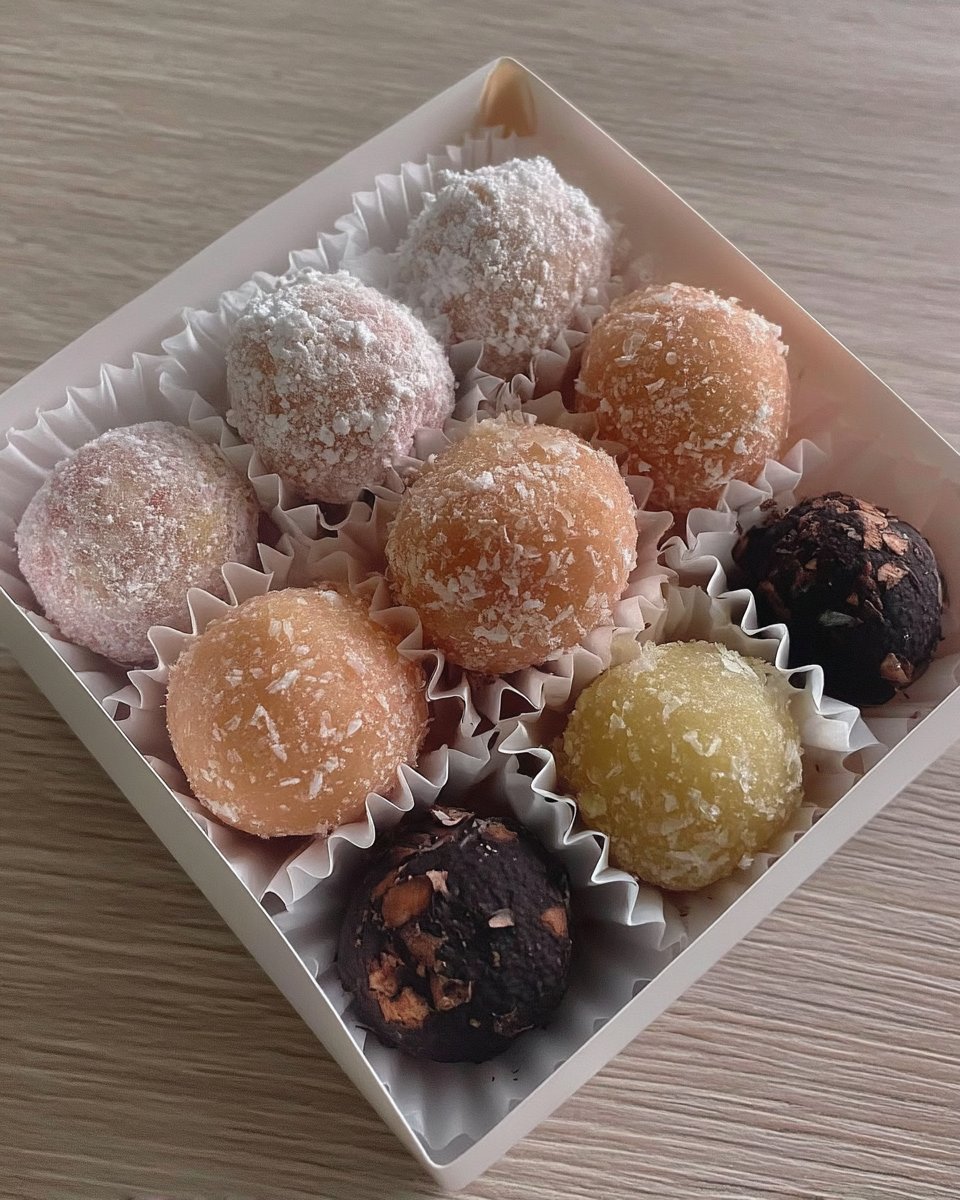 A pile of white snowball cookies on a rustic wooden table