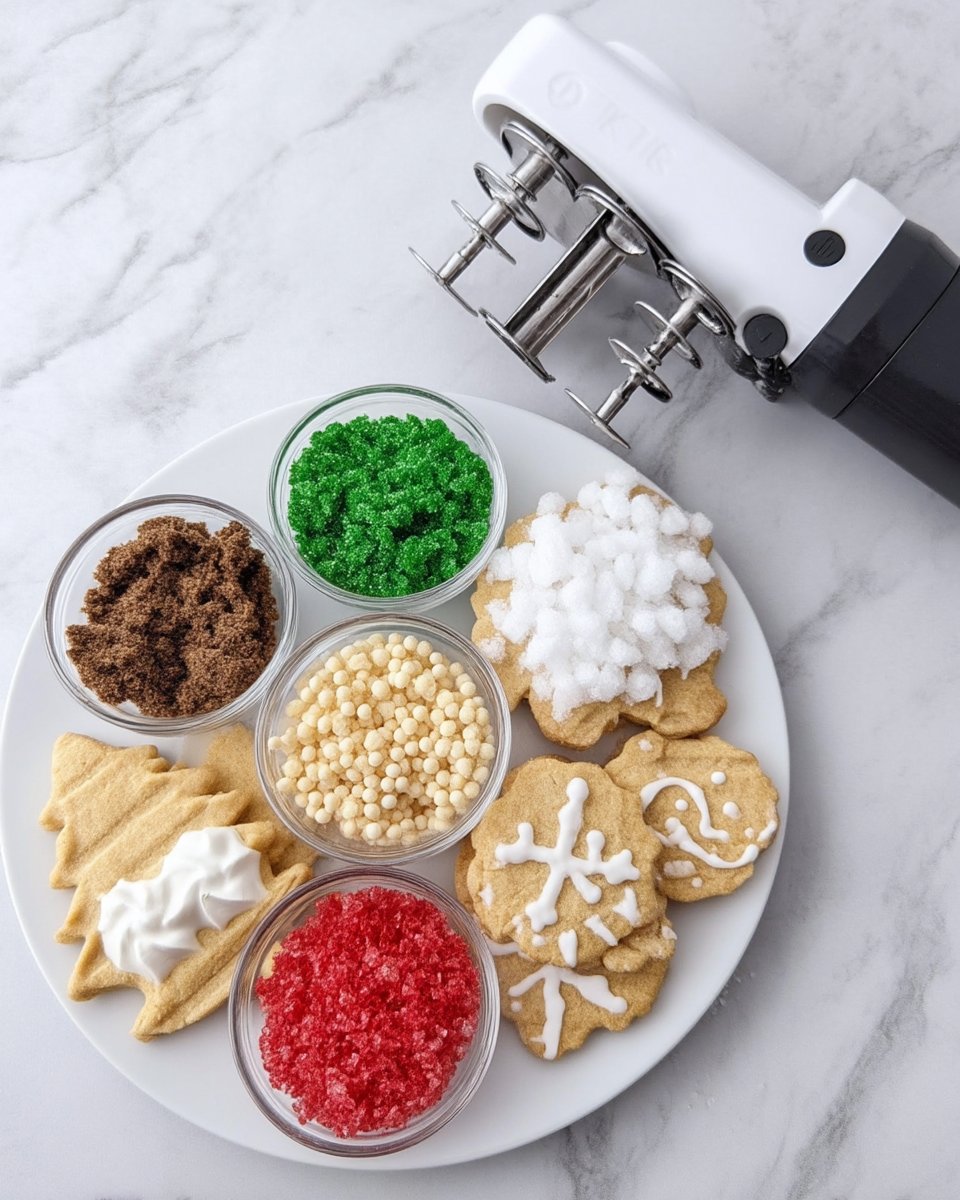 Ingredients for spritz cookies christmas on a wooden table