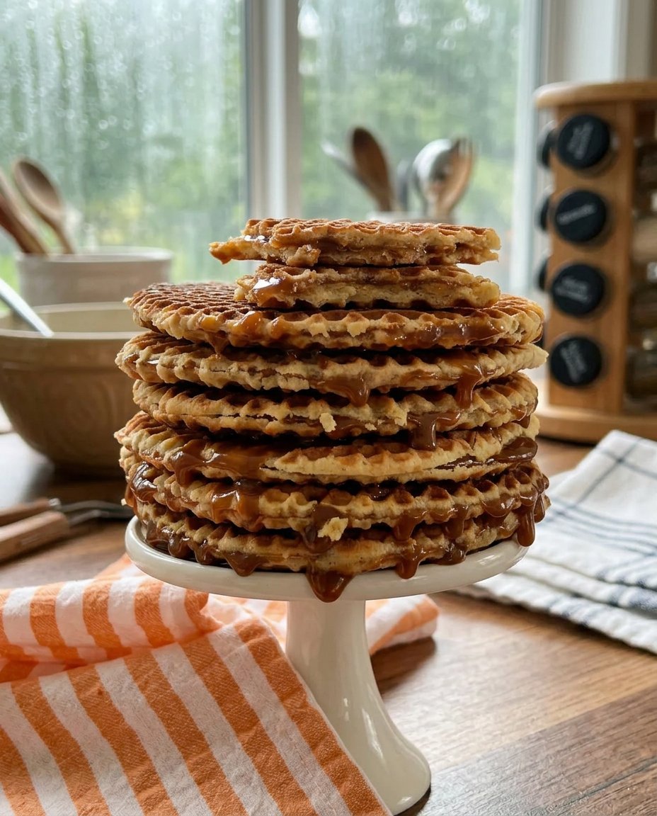 Stroopwafel cookie 2 placed over a steaming cup of coffee