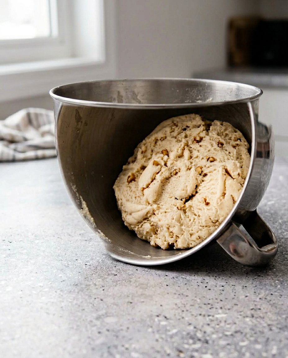 Toasted walnuts whole wheat flour and cinnamon on a wooden table