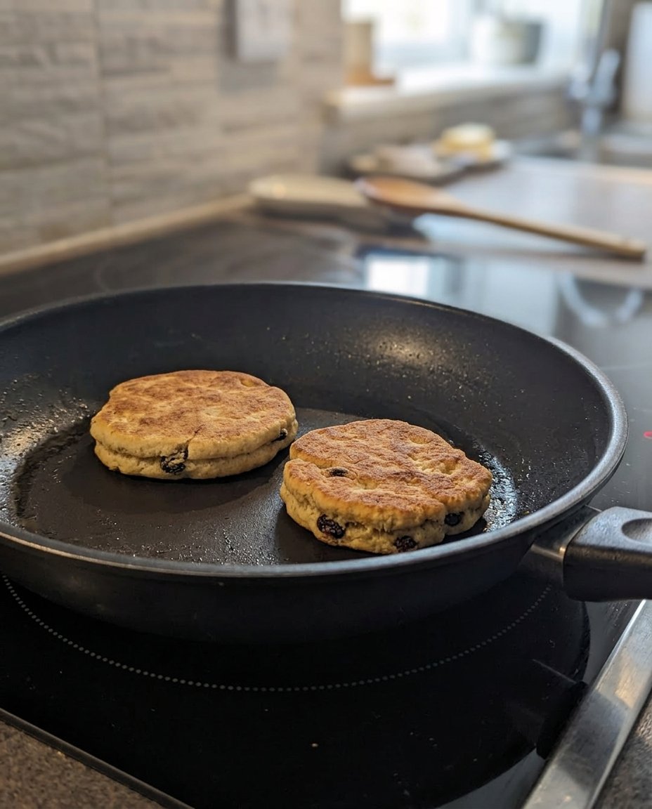 Ingredients for Welsh cakes including flour, butter, raisins and cinnamon