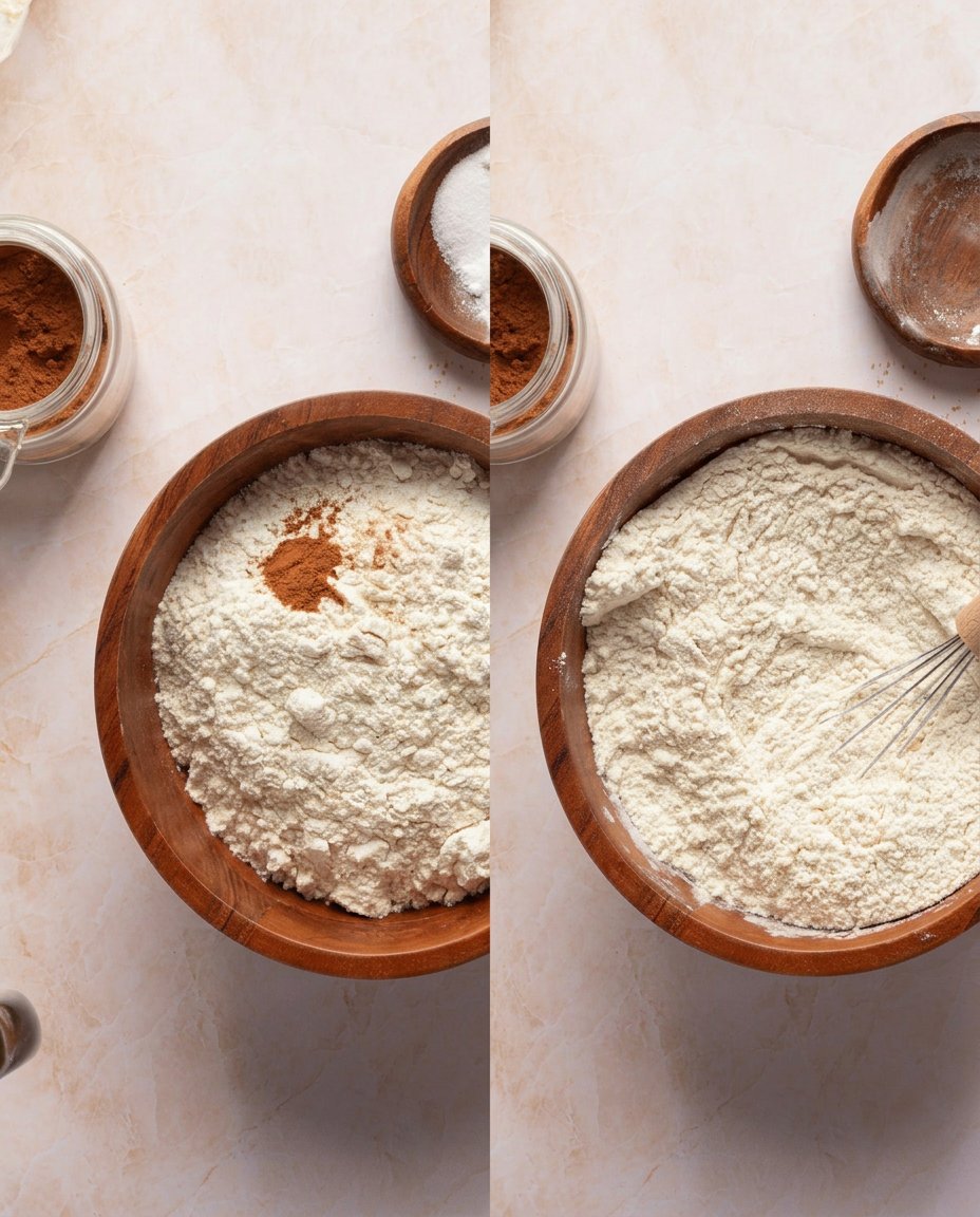 Mise en place of brown sugar, melted butter, flour, and cornstarch.