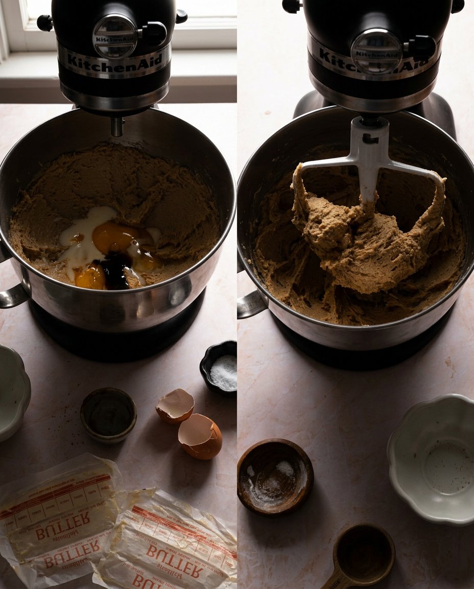 Scooped brown sugar cookie dough balls resting on a baking sheet before chilling.