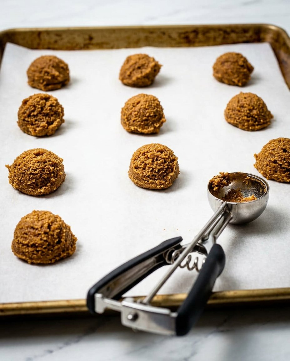 Sticky gingerbread dough resting in a glass bowl wrapped in plastic