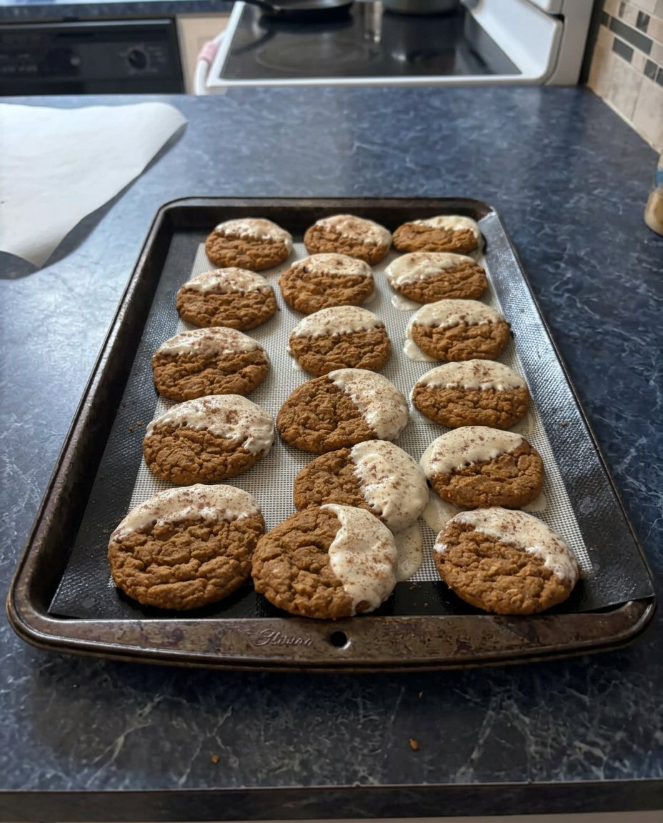 A stack of gingerbread cookies next to a glass of milk.