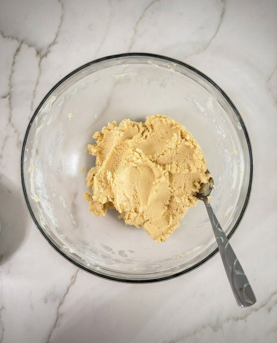 Ingredients for peach thumbprint cookies including butter, margarine, and peach filling.