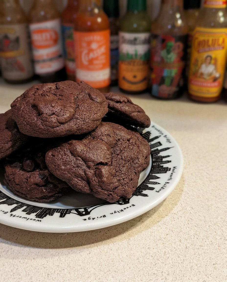 Perfectly baked brownie mix cookies resting on a wire cooling rack with crinkly tops.